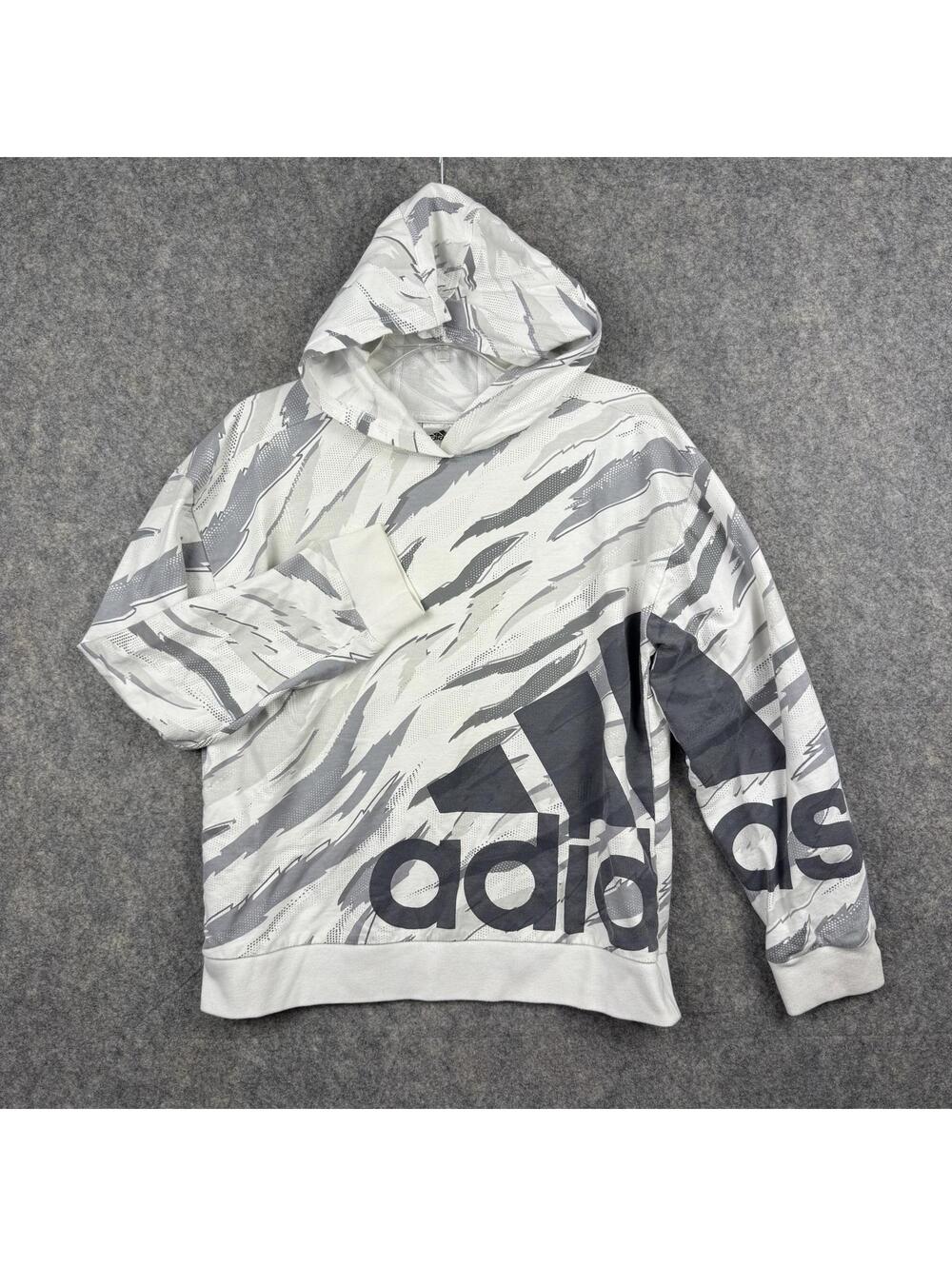 Adidas Youth Lightweight Hoodie White Gray Jungle Camo Size XL 16-18 EUC 010